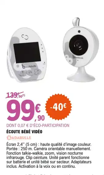 E.Leclerc Écoute bébé vidéo offre