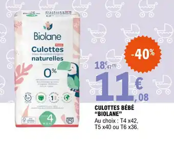 E.Leclerc Culottes bébé "BIOLANE" offre