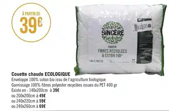 Géant Casino Couette chaude ECOLOGIQUE offre