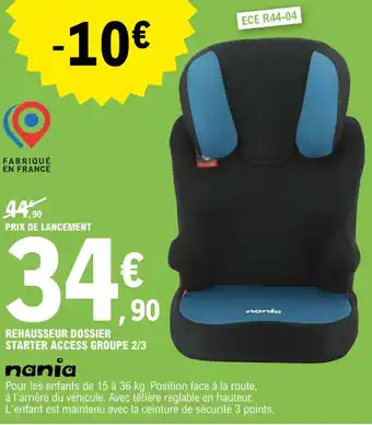 E.Leclerc Rehausseur dossier starter access groupe 2/3 offre