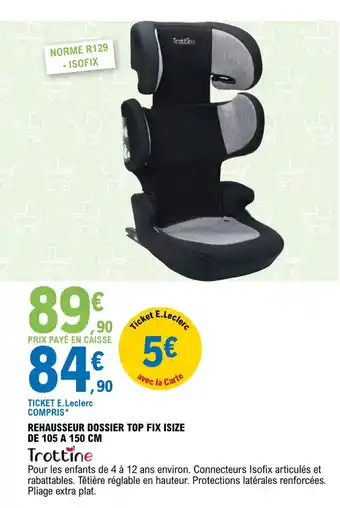 Rehausseur dossier top fix isize de 105 A 150 CM