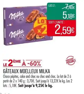 Match Gâteaux moelleux MILKA offre
