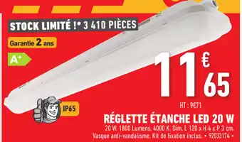 Brico Cash Réglette étanche led 20W offre