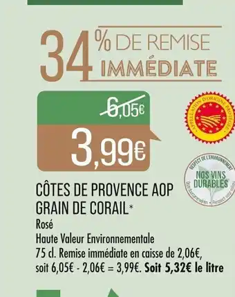 Match Côtes De Provence AOP Grain de Corail offre
