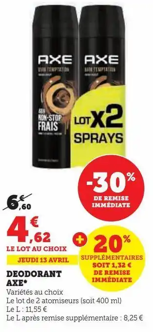 U Express Deodorant axe offre