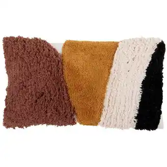 Housse de coussin en coton, texturé tufté marron noir et beige 30x50