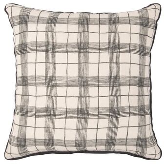 Maisons du Monde Housse de coussin en lin et en coton, à carreaux écrus et noirs, 40x40 offre