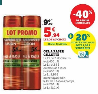 U Express Gel a raser gillette offre