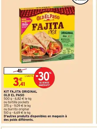 Intermarché Express Kit fajita original old el paco offre