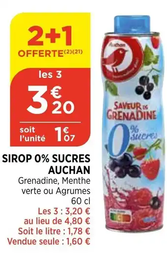 Bi1 Sirop 0% sucres auchan offre