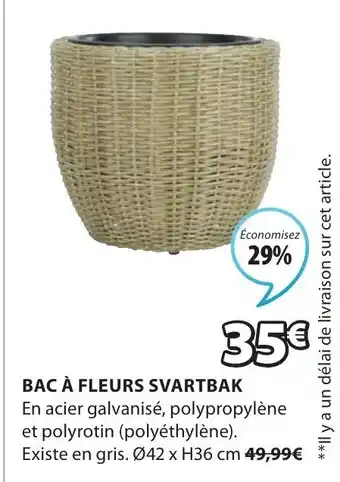 JYSK Bac a fleurs svartbak offre