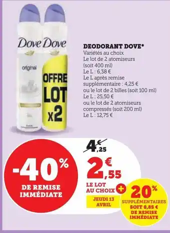 Hyper U Deodorant dove offre