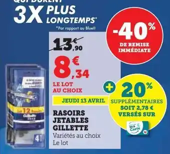 Hyper U Rasoirs jetables gillette offre
