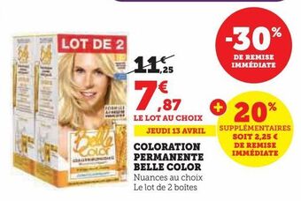 Hyper U Coloration permanente belle color offre