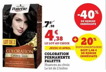 Coloration permanente palette