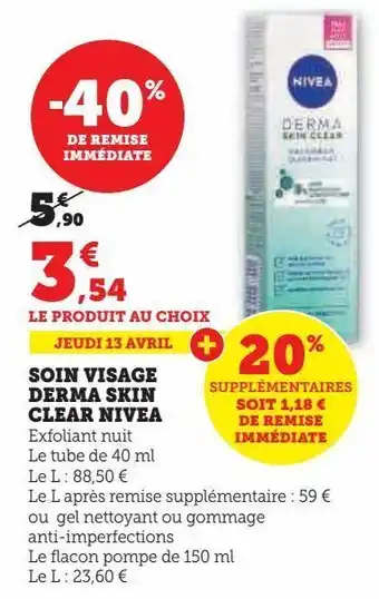 Hyper U Soin visage derma skin clear nivea offre
