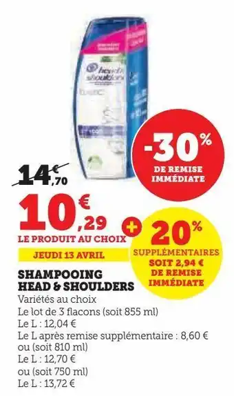 Hyper U Shampooing head & shoulders offre