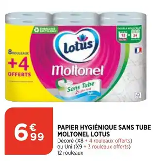 Bi1 Papier hygiénique sans tube moltonel lotus offre