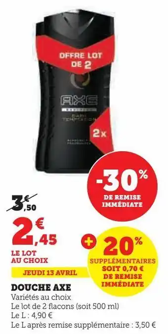 Hyper U Douche axe offre