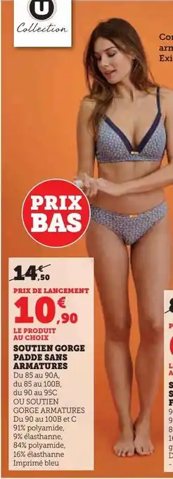 Hyper U Soutien gorge padde sans armatures offre
