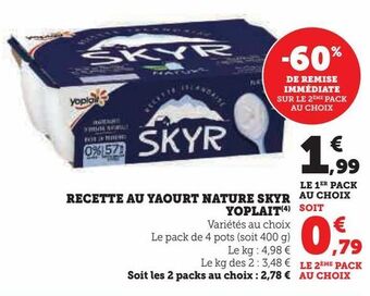 Super U Recette au yaourt nature skyr yoplait offre