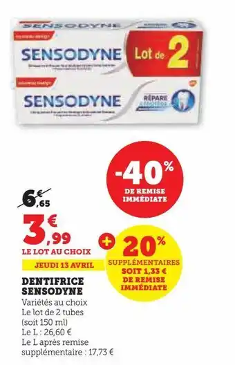 Hyper U Dentifrice sensodyne offre