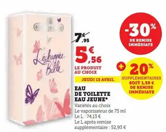 Hyper U Eau de toilette eau jeune offre