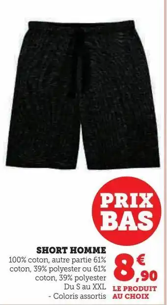 Hyper U Short homme offre