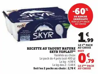 Hyper U Recette au yaourt nature skyr yoplait offre