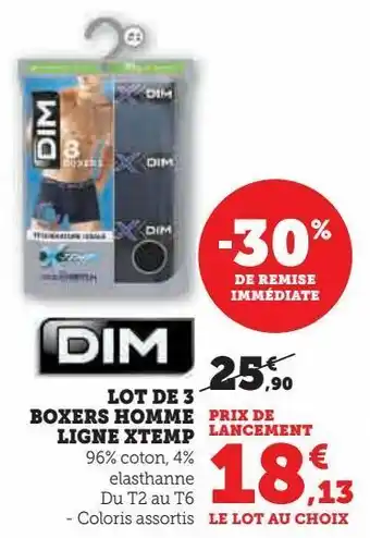 Hyper U Lot de 3 boxers homme ligne xtemp dim offre