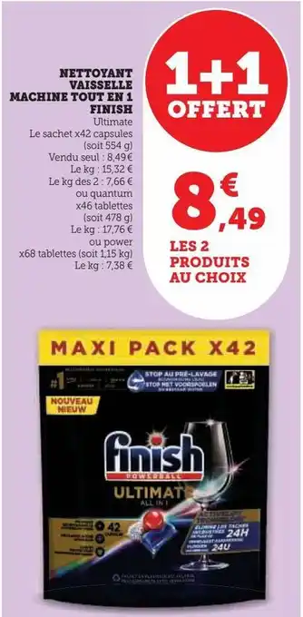 Hyper U Nettoyant vaisselle machine tout en 1 finish offre