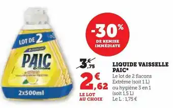 Hyper U Liquide vaisselle paic offre