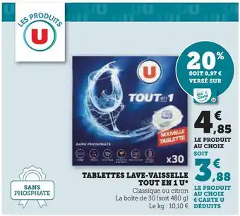 Hyper U Tablettes lave-vaisselle tout en 1 u offre