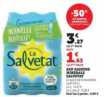 Hyper U Eau gazeuse minerale salvetat offre