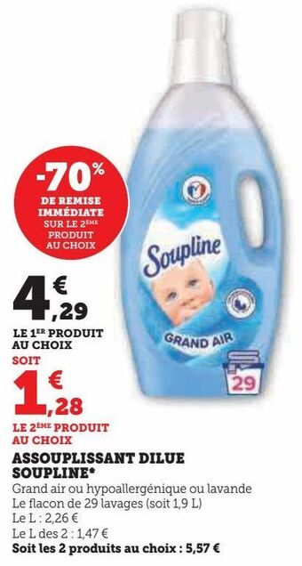 Hyper U Assouplissant dilue soupline offre