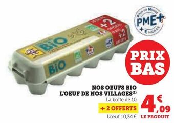 Hyper U Nos oeufs bio l'oeuf de nos villages offre