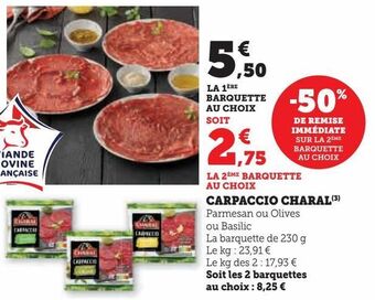 Hyper U Carpaccio charal offre