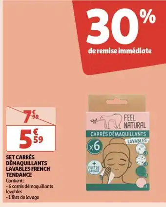 Auchan Supermarché Set carrés démaquillants lavables french tendance offre