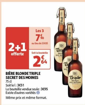 Auchan Supermarché Bière blonde triple secret des moines offre