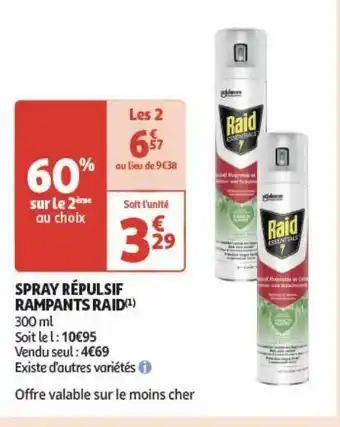 Auchan Supermarché Spray répulsif rampants raid offre