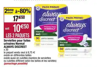 Migros Serviettes hygiéniques always offre