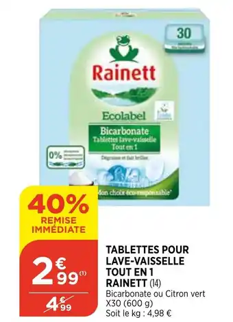 Bi1 Tablettes pour lave-vaisselle tout en 1 rainett offre