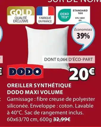 JYSK Dodo oreiller synthetique dodo maxi volume offre