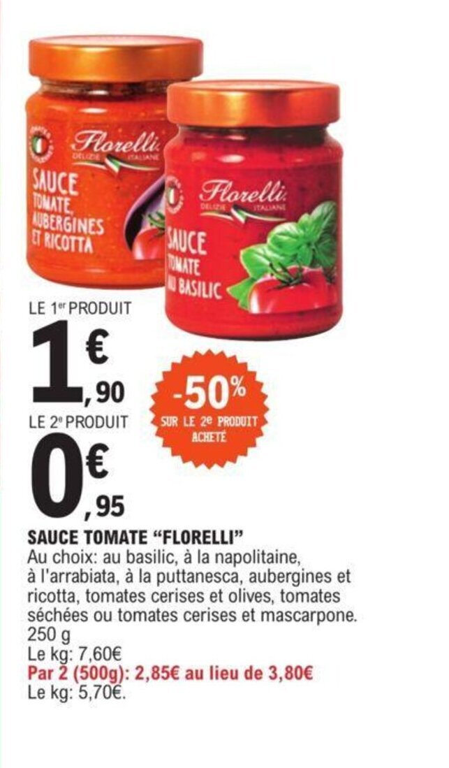 Promo Sauce Tomate "Florelli" chez E.Leclerc