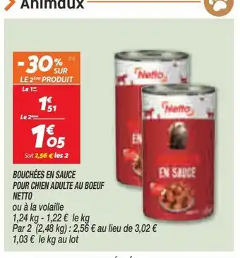 Netto Bouchées en sauce pour chien adulte au boeuf netto offre