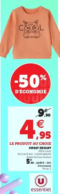 Super U Sweat Enfant offre
