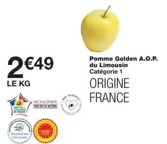 Monoprix Pomme golden a.o.p. du limousin offre