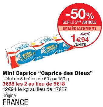 Monoprix Caprice des dieux mini caprice offre