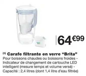 Monoprix Carafe filtrante en verre “brita” offre
