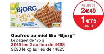 Monoprix Bjorg gaufres au miel bio offre